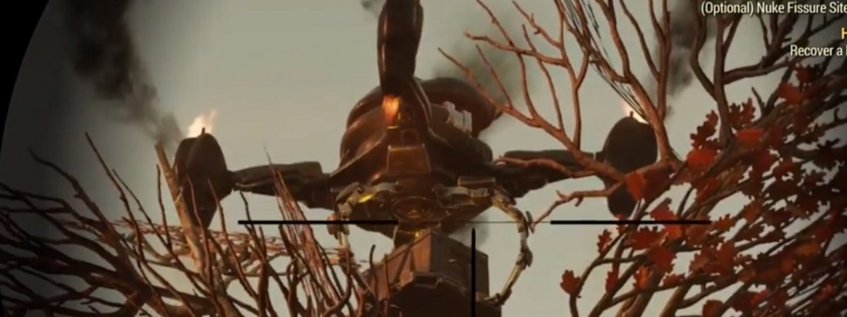 Fallout 76 Cargo Bot in the Trees