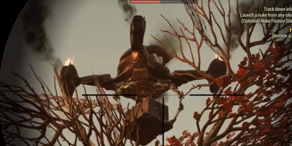 Fallout 76 Cargo Bot in the Trees