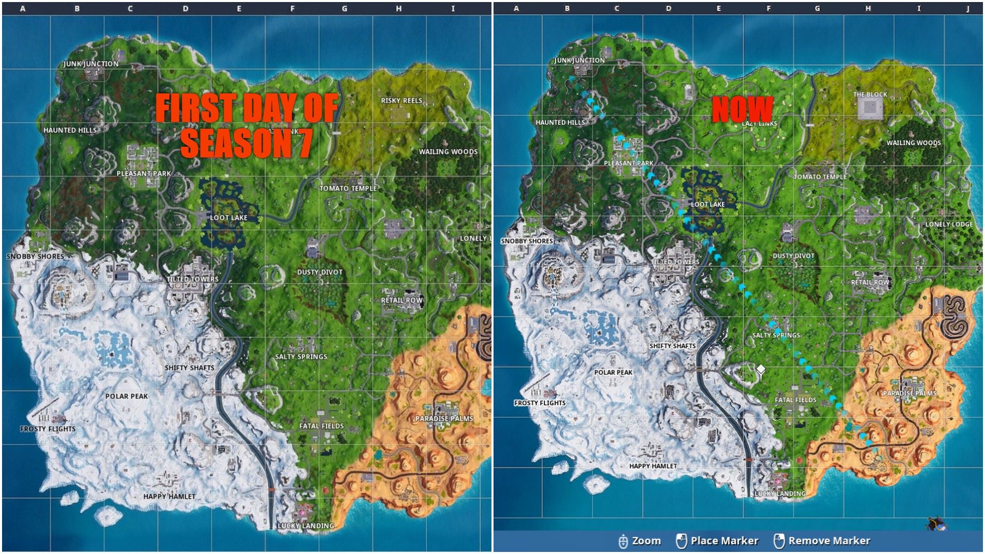 Fortnite snow covers more land