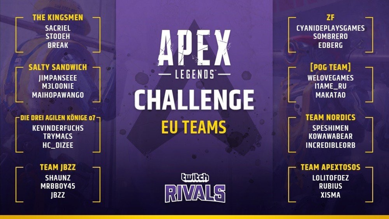 Apex Legends Tournament Teams What Are the Twitch Rivals Teams?