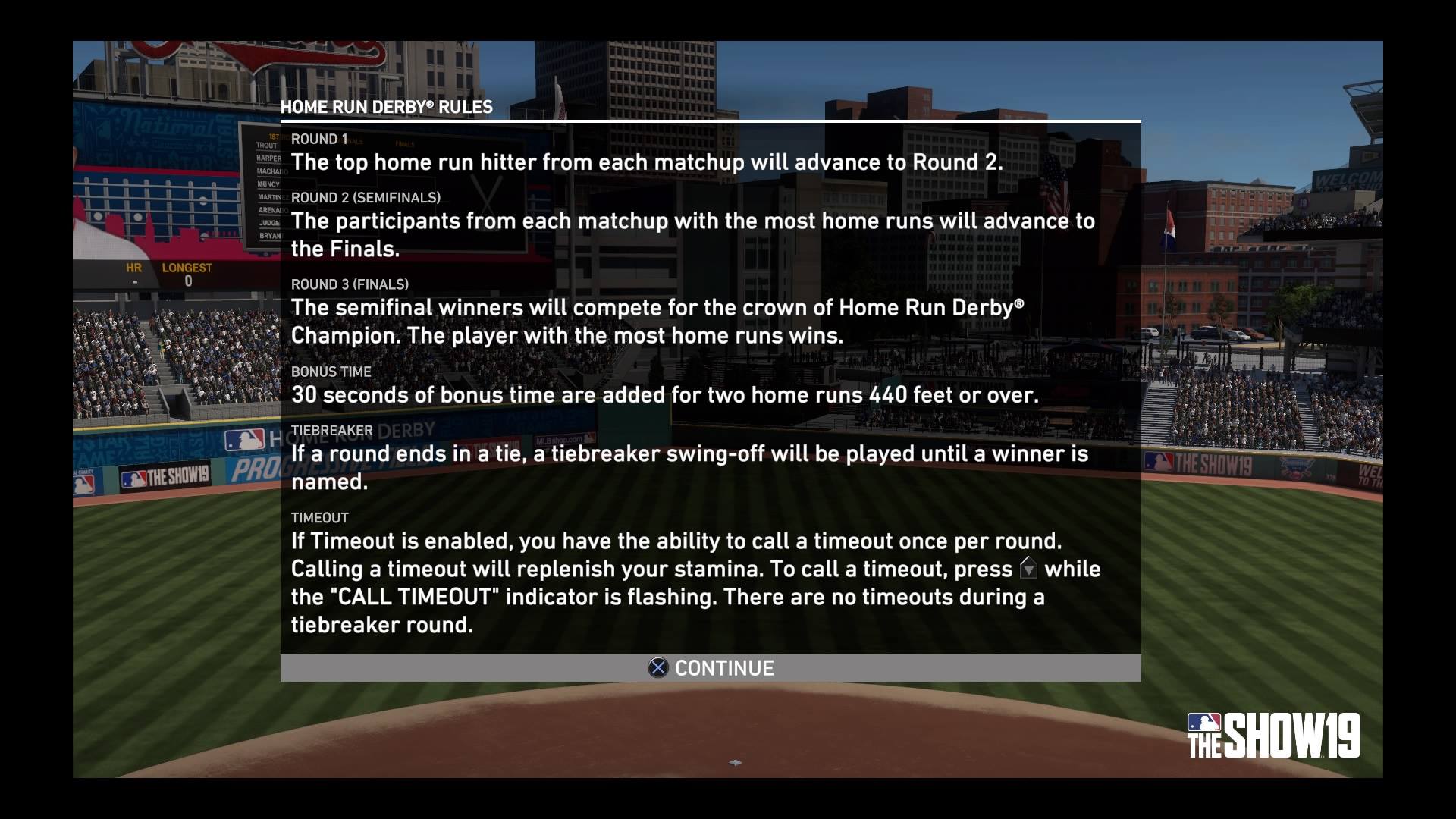 MLB The Show 19 Home Run Derby Rules