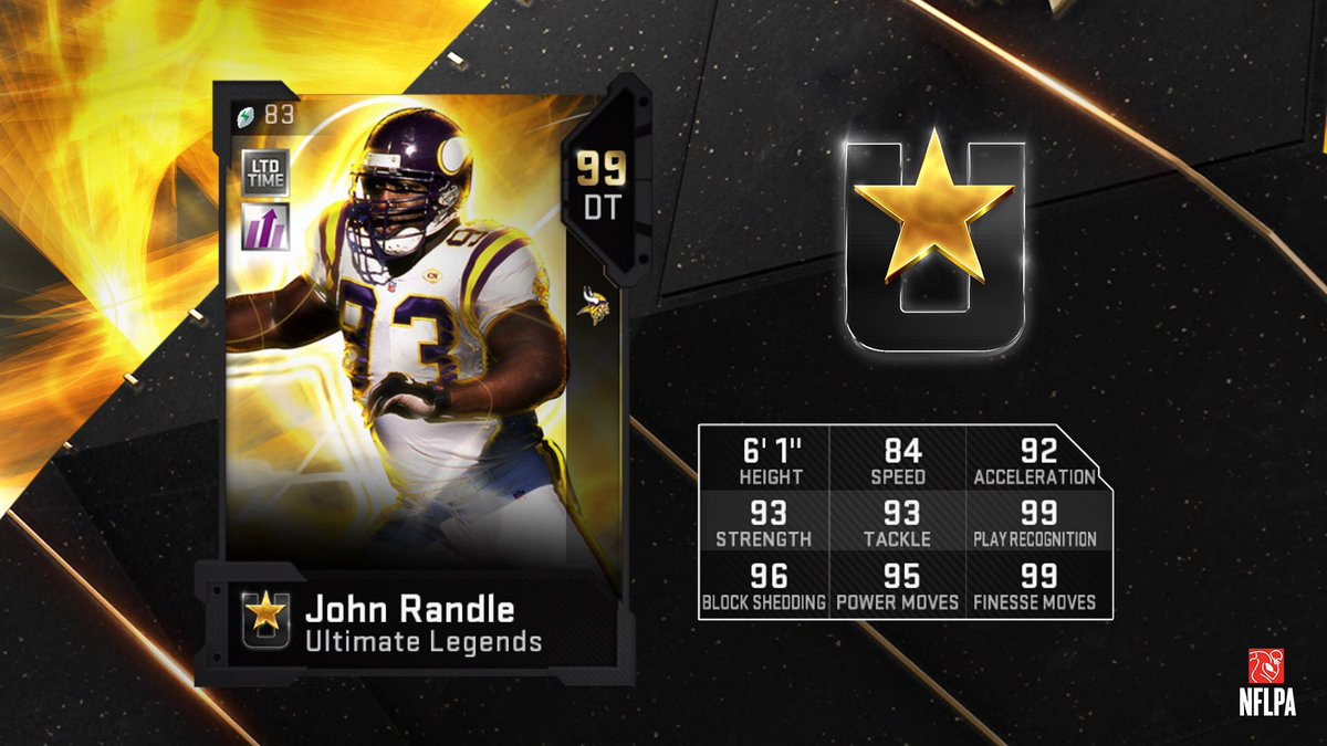 New John Randle Ultimate Legends card with 99 OVR and Power Up