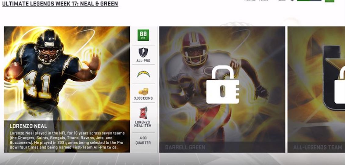 Madden Ultimate Team Legends: Week 3