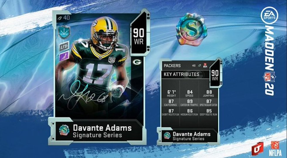 madden 20 ultimate team signature series davante adams card