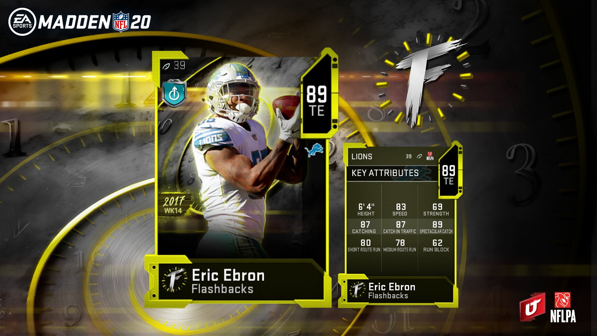 eric ebron madden 20 flashbacks card details for ultimate team