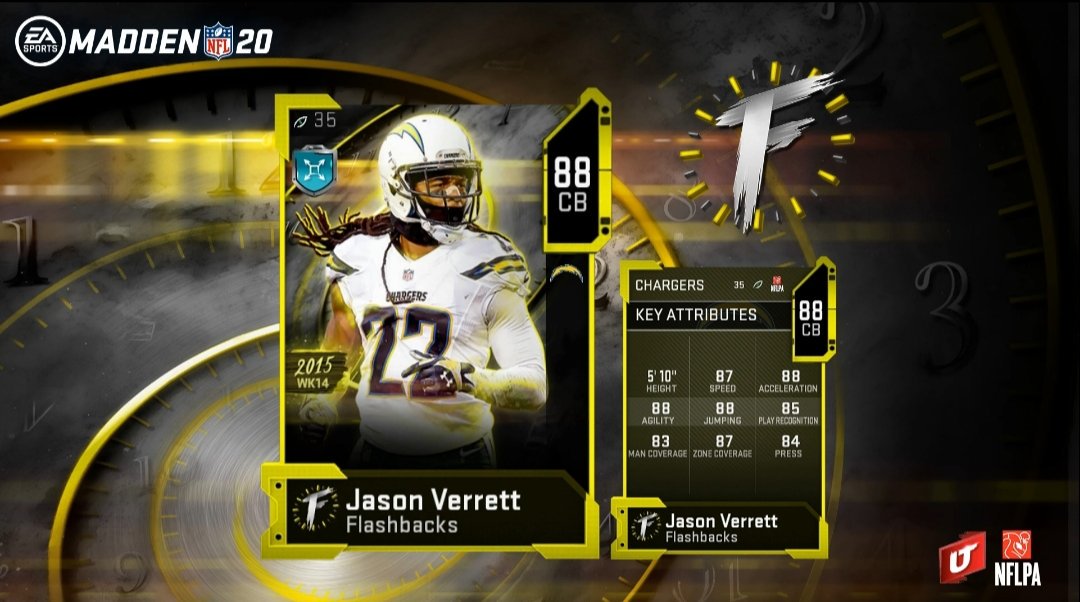 new madden 20 flashbacks card for jason verrett in ultimate team