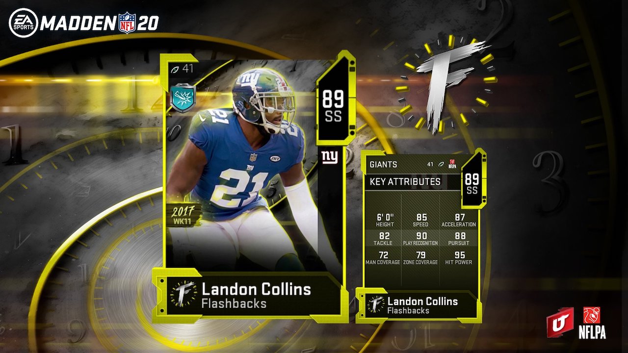 madden 20 flashbacks card for landon collins in ultimate team