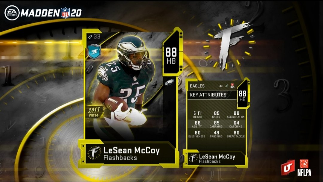 new madden 20 flashbacks card for lesean mccoy ultimate team