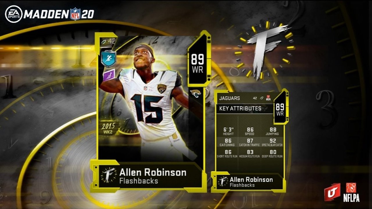 madden 20 flashbacks allen robinson card for ultimate team