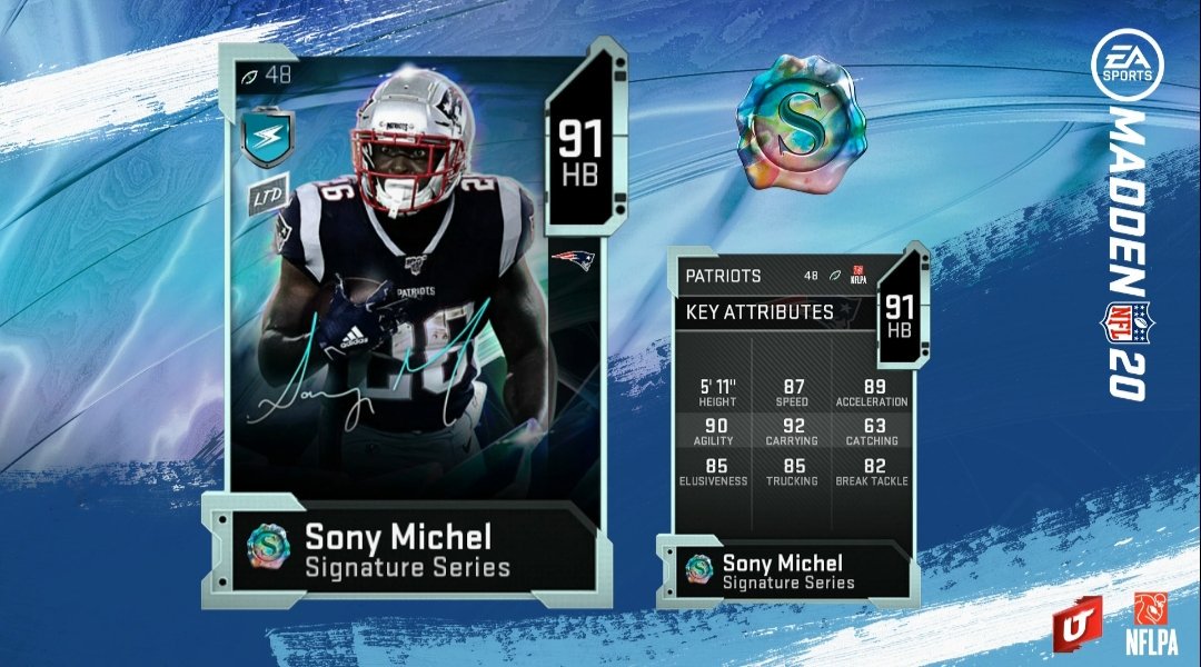 madden 20 signature series sony michel card in ultimate team