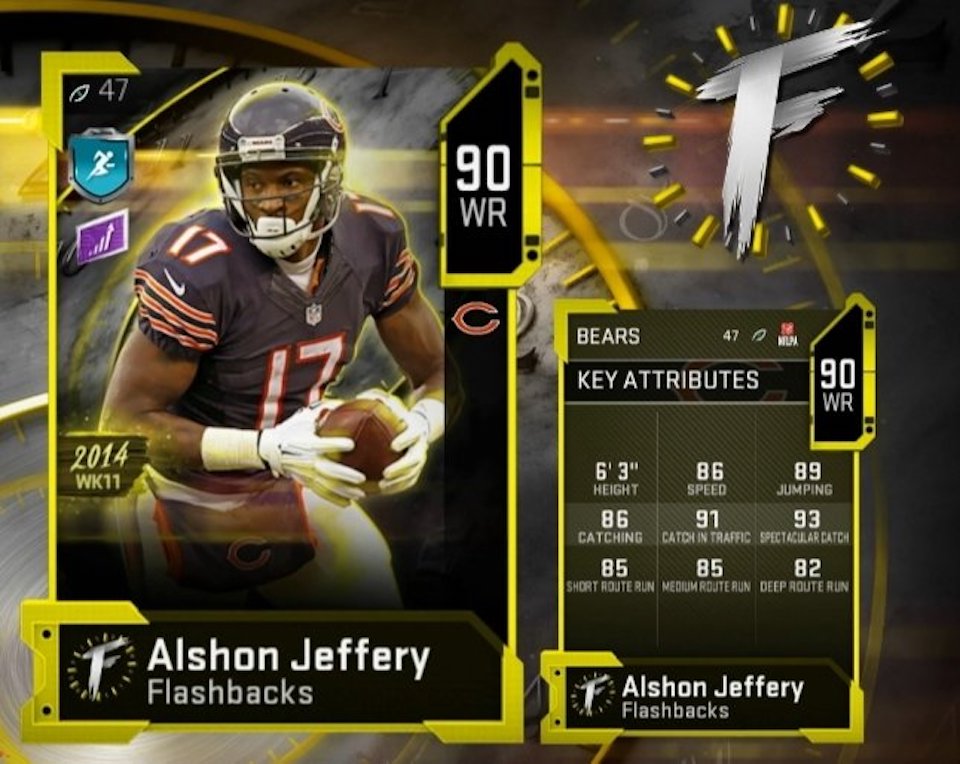 madden 20 flashbacks card for former bears wide receiver alshon jeffery