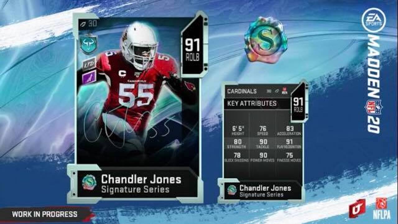 new madden 20 signature series chandler jones item for ultimate team