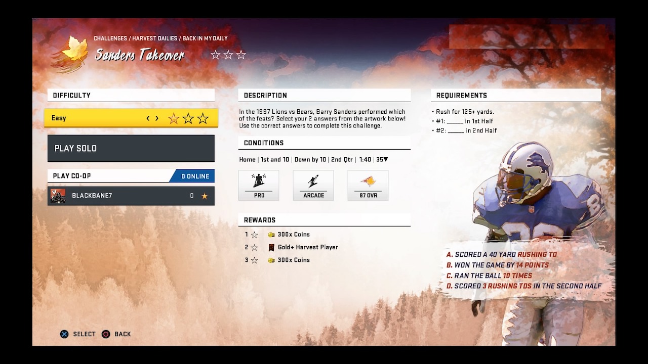 madden 20 harvest dailies sanders takeover screen