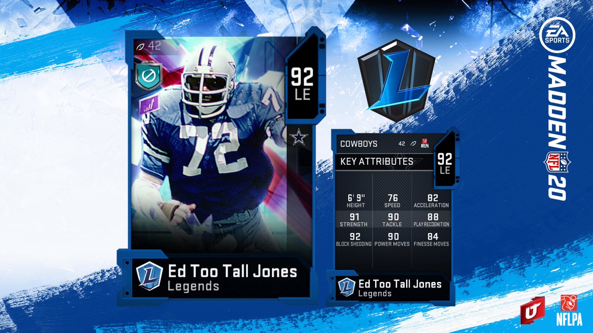 madden 20 legends ed too tall jones ltd card