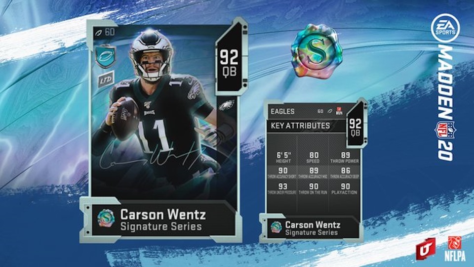 madden 20 signature series card for carson wentz