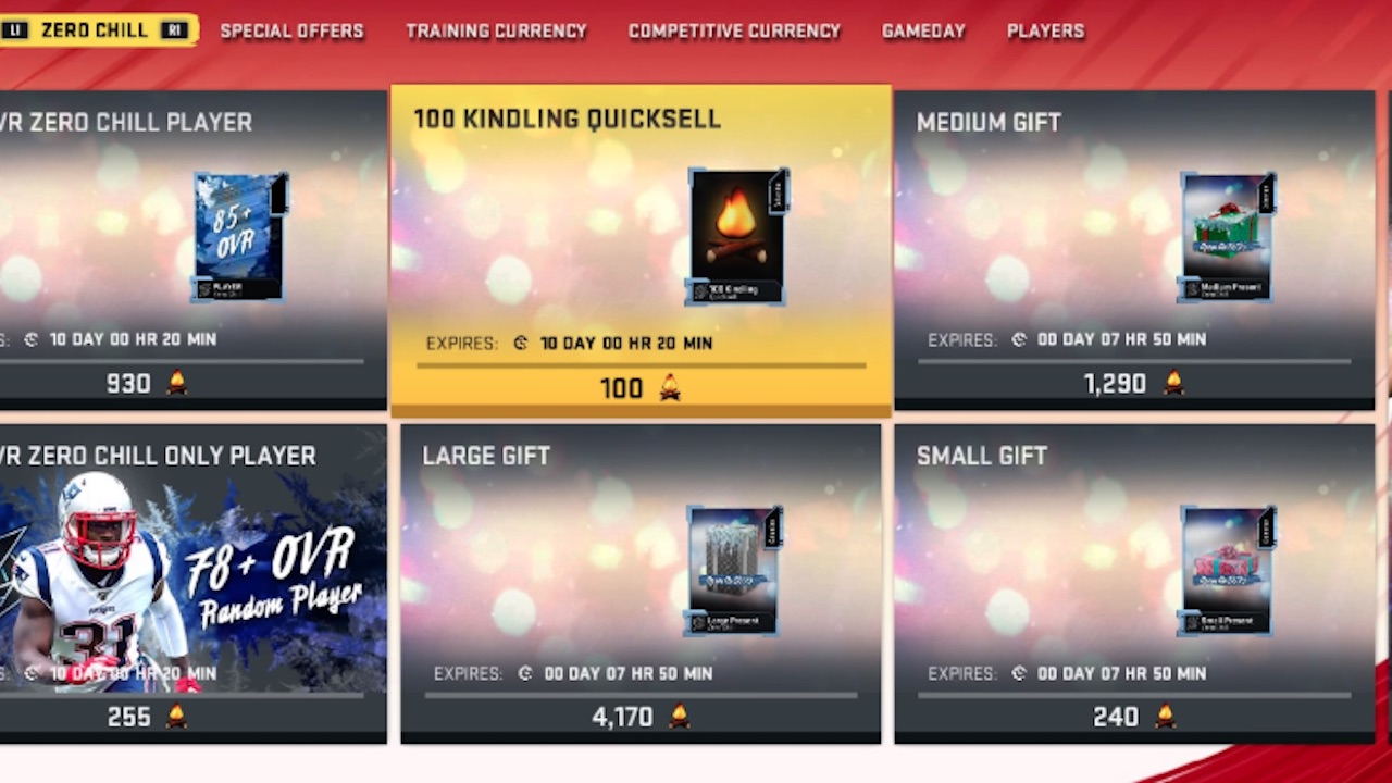 madden 20 zero chill gift prices