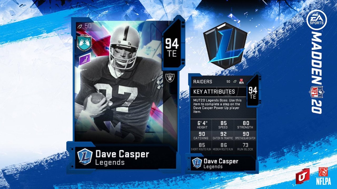 madden 20 legends dave casper card