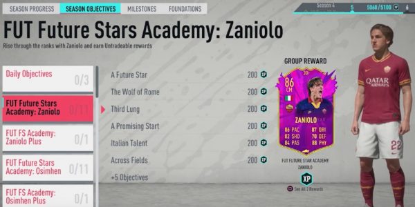 Fifa Future Stars How To Get Nicolo Zaniolo Fut Objectives Upgrade Items