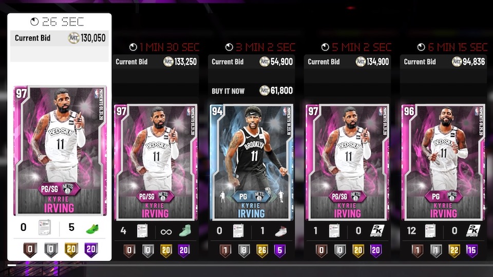 nba 2k20 moments card listings for kyrie irving