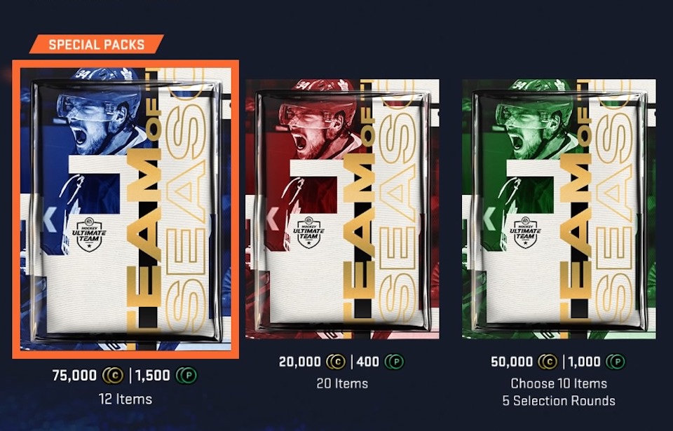 nhl 20 north american team of the season packs