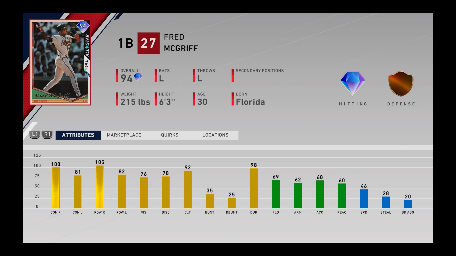 mlb the show 20 fred mcgriff diamond reward card