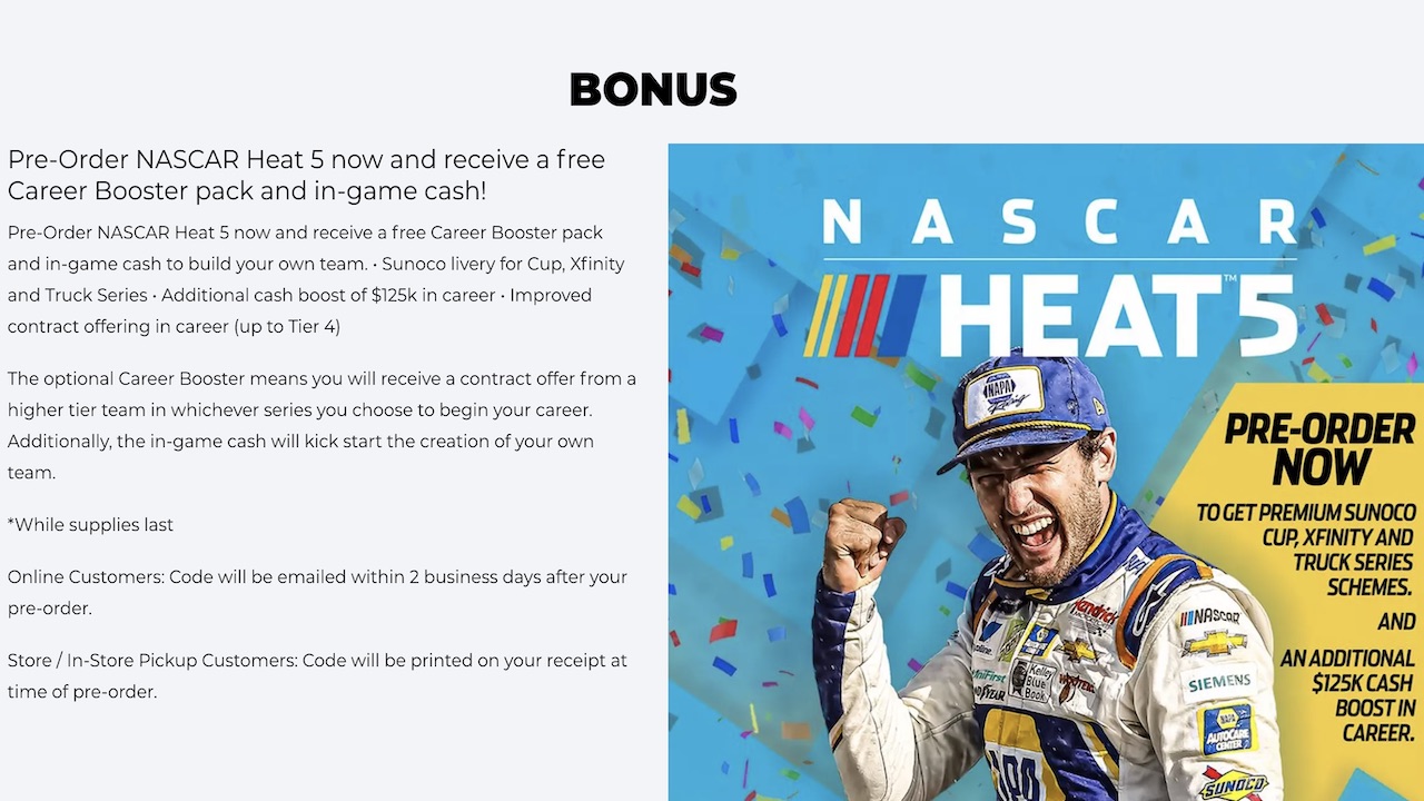 NASCAR Heat 5 Pre-Order Details: PS4 and Xbox Bonus Content Available