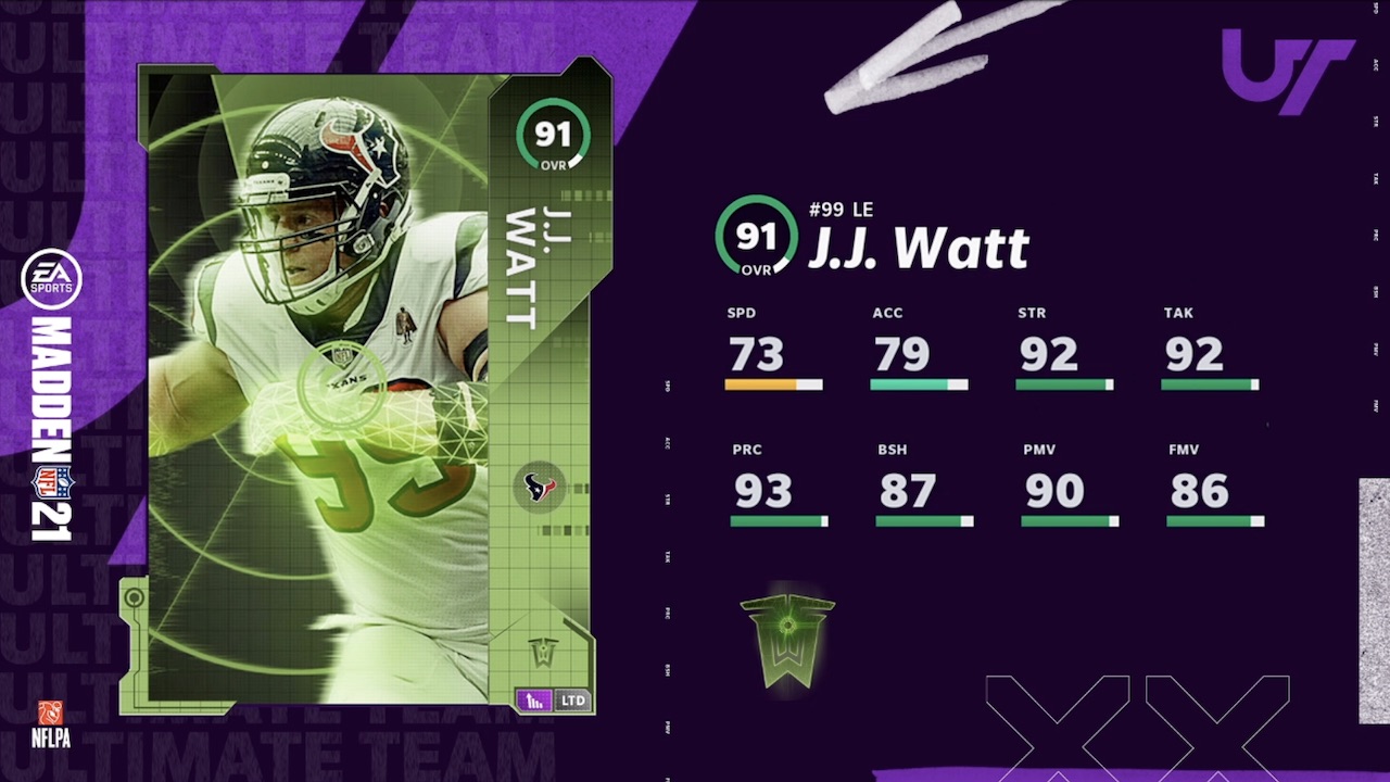 Madden 21 TOTW 3 LTD card JJ Watt