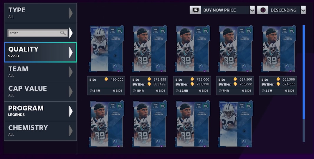 madden 21 ultimate team auction listings Steve smith ltd legends