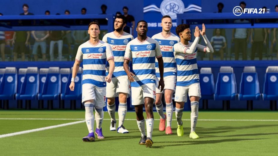 fifa 21 kiyan prince with teammates in game